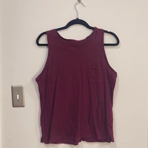 Maroon Sleeveless T-Shirt with Front Pocket